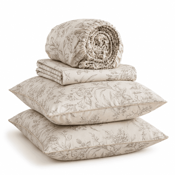 Light Beige-02 California King Percale Weave Cotton Bed Sheet Set
