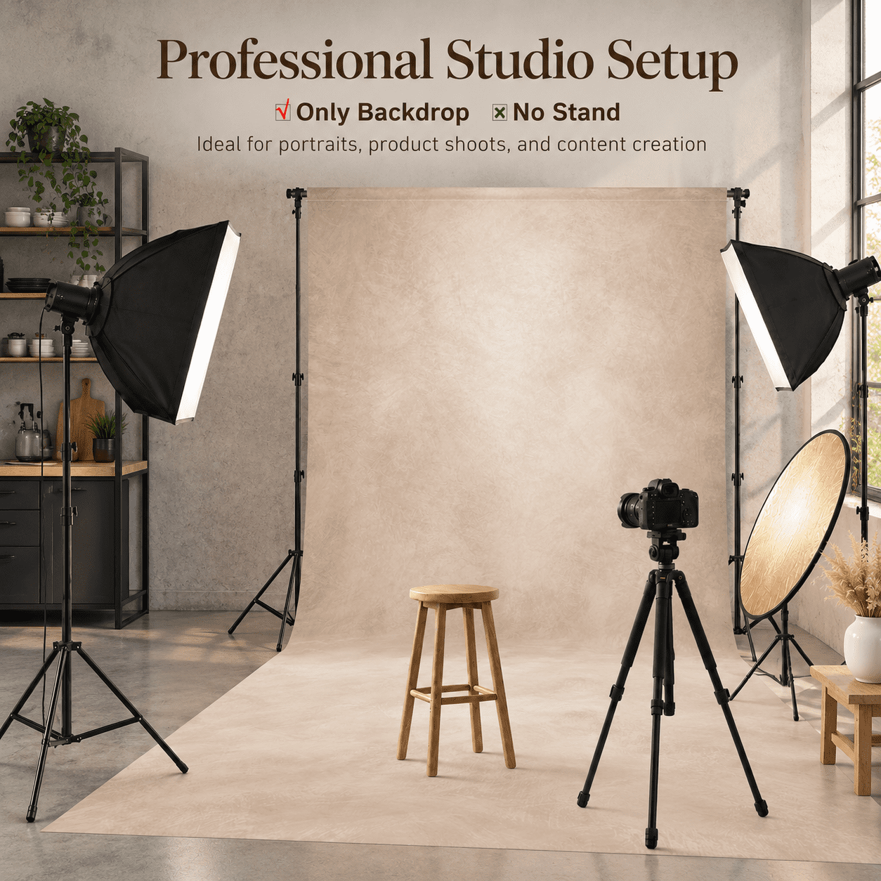 Light Beige 8'x10' Microfiber Photo Studio Backdrop for Portraits and ...