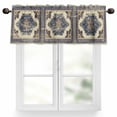 thumbnail image 1 of Light Beige Blue Flower Valances for Windows, 60 x 18in, Medieval Ethnic Turkish Retro Rod Pocket Kitchen Valance Curtain Light Filtering Window Treatments for Living Room Bedroom, 1 Panel, 1 of 7