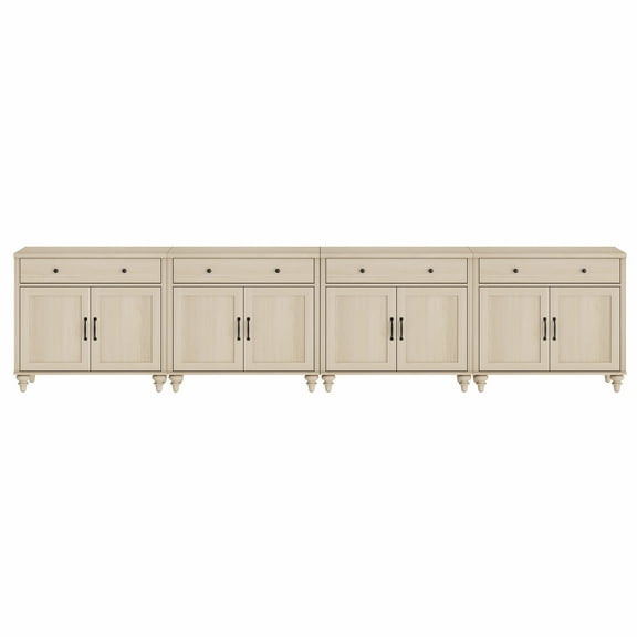 Light Beige Buffet Cabinet with with Storage Cabinets, Modern Farmhouse Kitchen Storage Cabinets 8 Doors and 4 Drawers, 134 inch