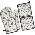 thumbnail image 1 of Light Beige Dinosaurs Landscapes Pattern Kitchen Oven Mitt and Pot Holder Sets 4 Pcs for Baking, Cooking and Grilling, Heat Resistant Up To 392 °F, 1 of 7