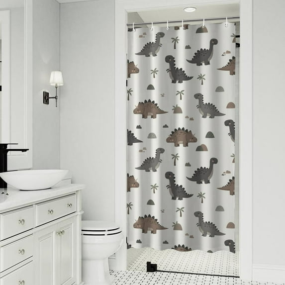 Light Beige Dinosaurs Landscapes Pattern Shower Curtain 36"x72" ,Bathroom Decorative Shower Curtains Set with 12 Hooks,Modern Waterproof Washable Shower Curtain