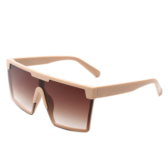 Light Beige Frame Sunglasses - Brown Gradient Lens UV Protection Casual Daily Eyewear
