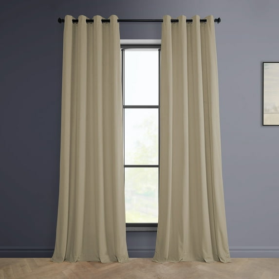 HPD Half Price Drapes Light Beige Heritage Plush Velvet Grommet Room Darkening Curtains for Bedroom & Living Room Curtains (1 Panel), 108 Inch Curtains,Grommet Curtains & Drapes, 50W X 120L