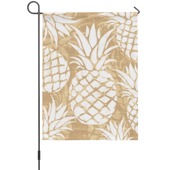 Light Beige Pineapple Garden Flags For Outdoor, Summer Country Vintage Tropical Botanical Fruits Small Double Side Yard Flags Weather Proof Garden Decor for Lawn Outside Holiday 12 x 18 Inches