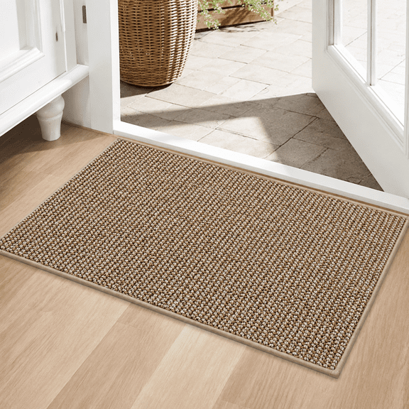 Light Beige Rectangular Doormat, 24" x 36" Non-Slip Washable Floor Mat for Entryways