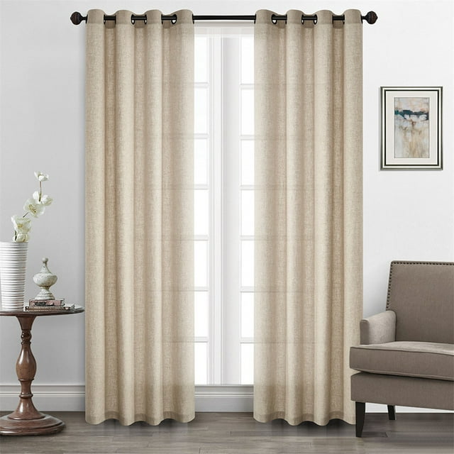 Light Beige Tan Sheer Curtains 84