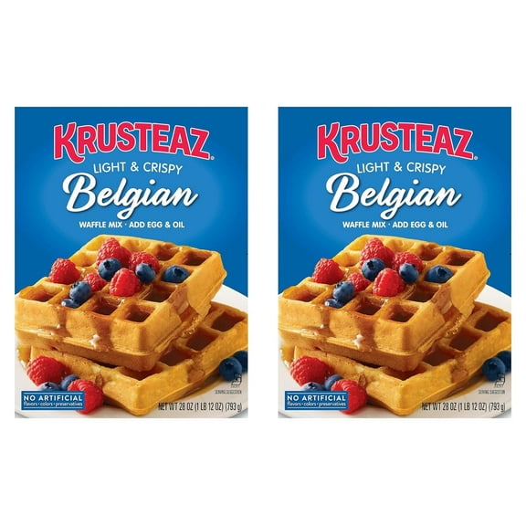Light &  Belgian Waffle Mix - No Artificial Flavors, Colors, or Preservatives - 28 OZ (Pack of 2) (Packaging May Vary)