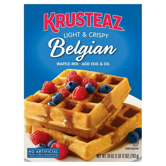 Light &  Belgian Waffle Mix No Artificial Flavors, Colors, or Preservatives 28 Ounce (Pack of 2)