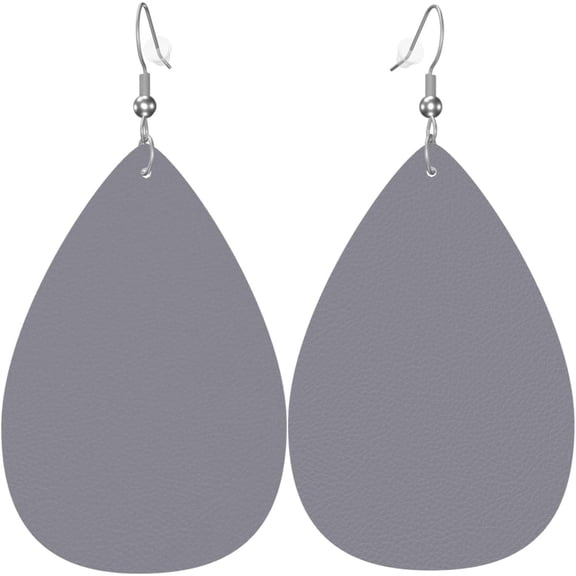 Light Best Grey Earrings designed for Women PU Leather Dangle Earrings, lightweight comfortable Leather Teardrop Dangly Ear Pendants Jewelry Gift[y203]
