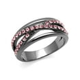 thumbnail image 1 of Light Black Stainless Steel and Light Peach Crystal Fashion Ring Women's Size 6, 1 of 5
