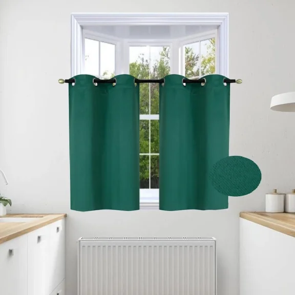 1pc Panel Blackout Small Window Curtain Thermal Insulated Silver Grommest Unlined Drapes 28"Widex54"Long Color Hunter Green K54