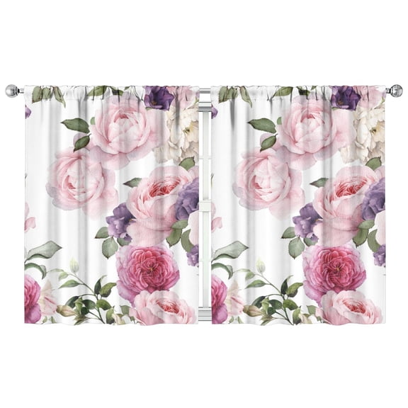 Light-Blocking Floral Drapes 42x54 Inch, 2 Panels Rod Pocket Curtains for Bedroom and Subtle Decoration