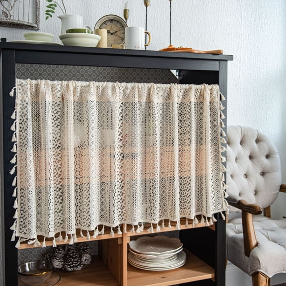 Light Blocking Valance Curtain for Kitchen Bathroom, Rod Pocket Short Window Panel 59.05x17.71 inch, Blend Thermal Insulated for Basement Cafe Small Window