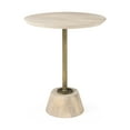 thumbnail image 1 of Light Blond Pedestal Table with Gold Detailing, 1 of 9