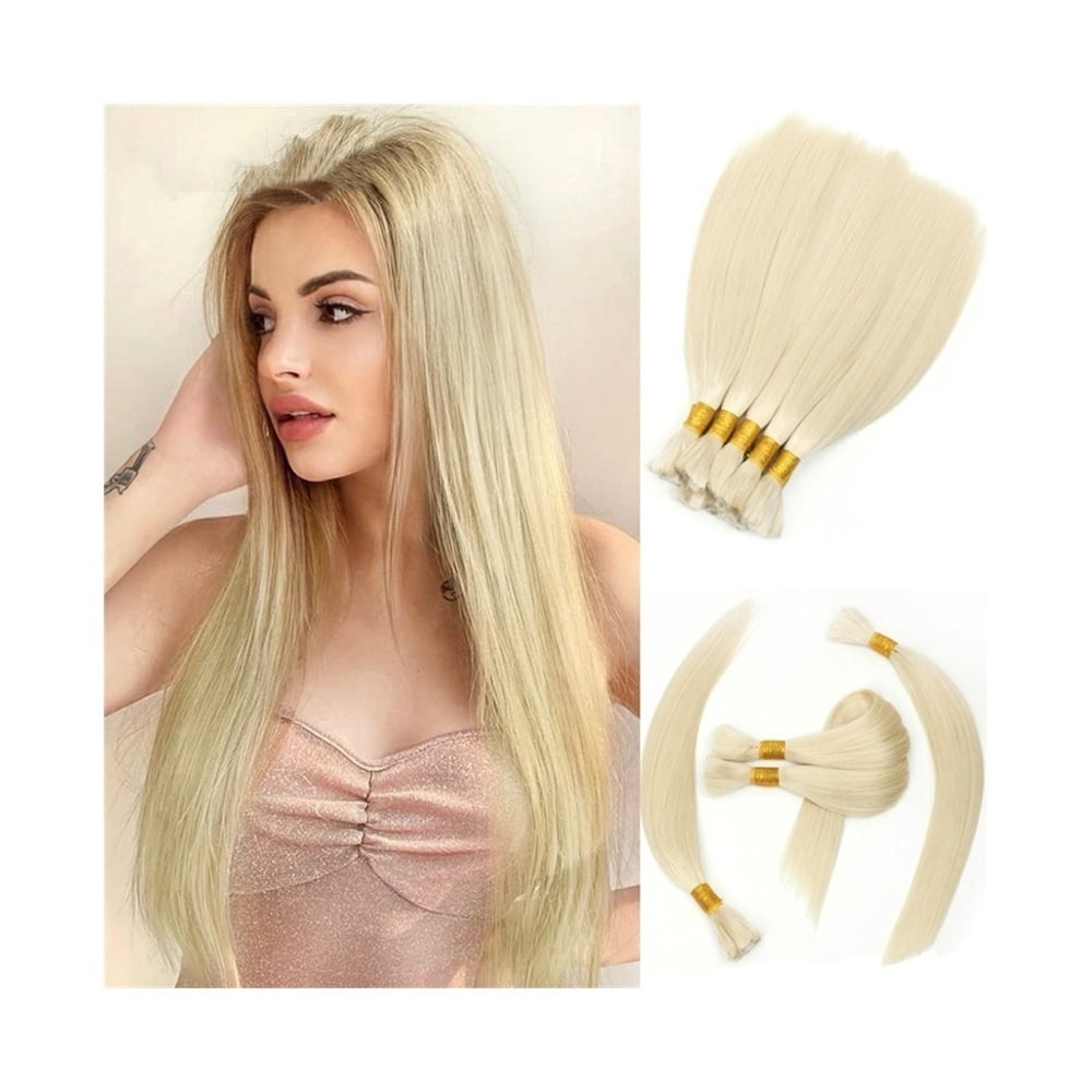 Light Blonde Human Braiding Hair Bulk No Weft Extensions 100G Remy Straight Hair Bundles