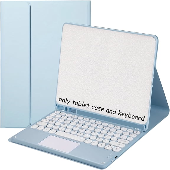 Light Blue 11-Inch Tablet Keyboard Case Detachable Wireless Keyboard Multi-Touch Trackpad Auto Sleep/Wake Smart Folio Cover with Stylus Holder Durable Modern Accessory