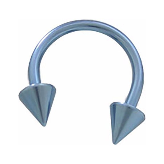 Light Blue 14G Titanium Horseshoe Circular Barbell Ring with 6MM Spike Beads
