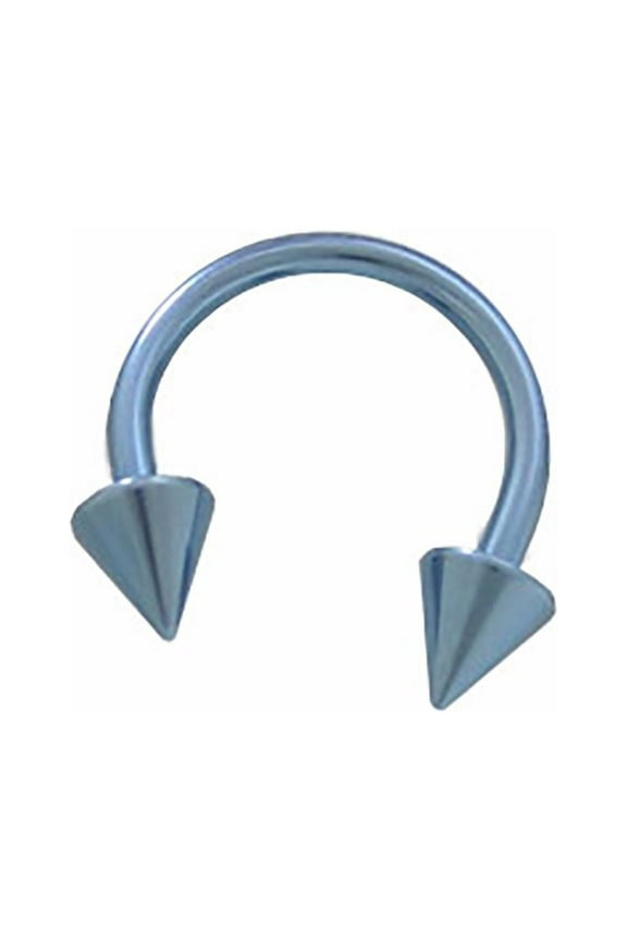 Light Blue 14G Titanium Horseshoe Circular Barbell Ring with 6MM Spike Beads
