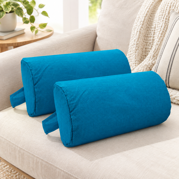 Light Blue 2 Pack Universal Removable Padded Patio Lounge Chair Headrest Cushion