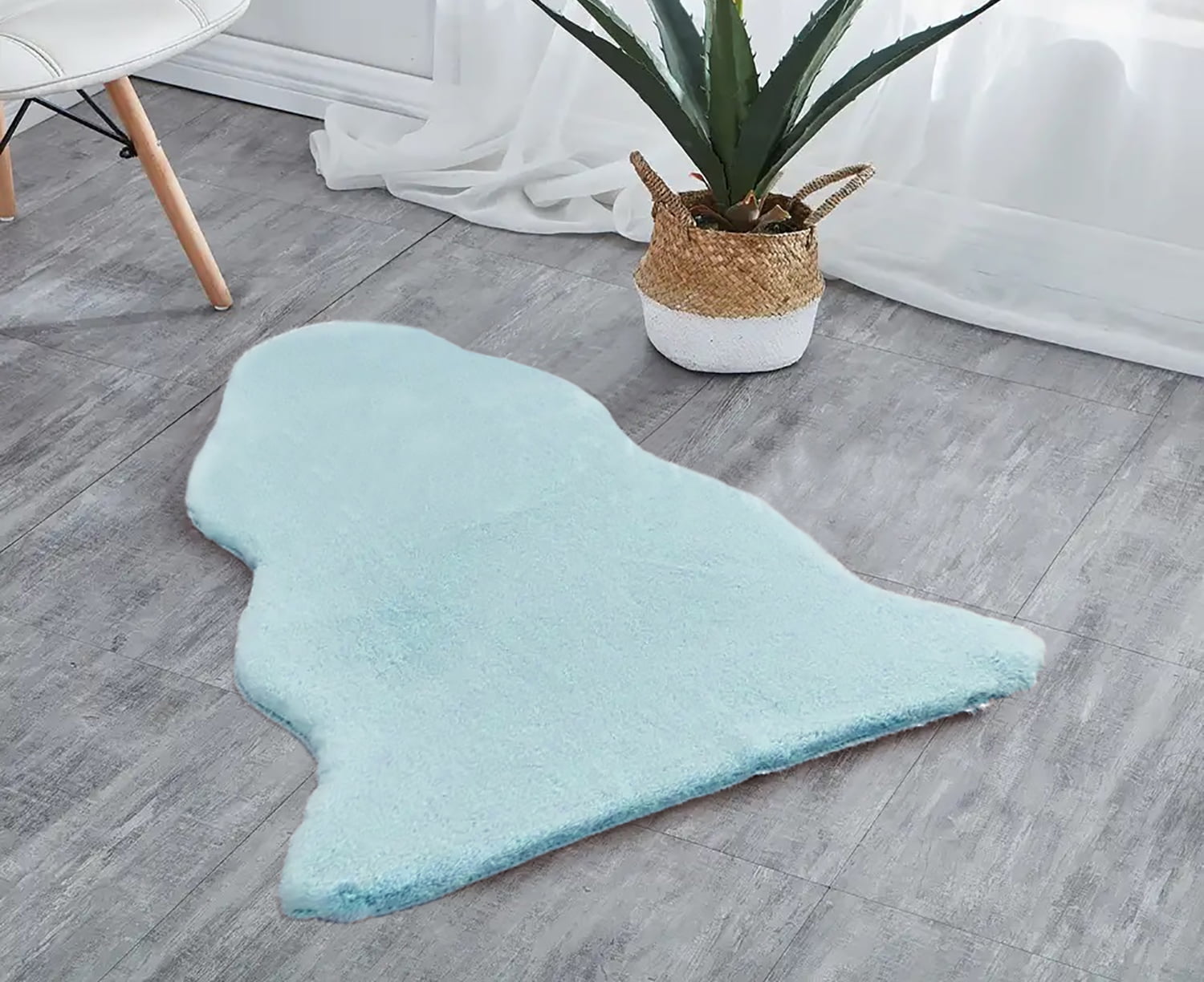 Light Blue 2x3 Feet Faux Rabbit Fur Fuzzy Soft Fluffy Plush Cozy Shaggy Area Rug