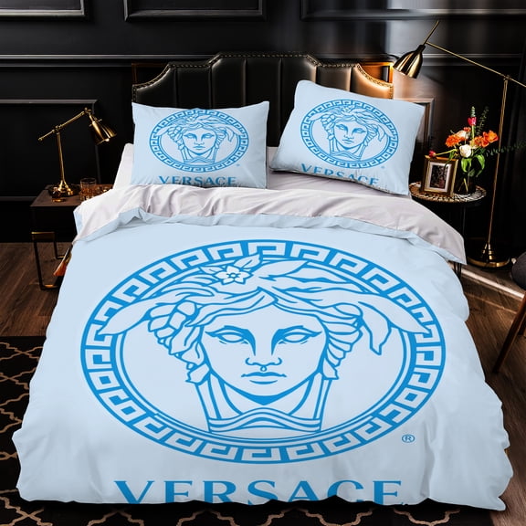 Light Blue 3-Piece Duvet Cover Set with Iconic Circular Design - Luxurious Bedding for Modern Bedrooms