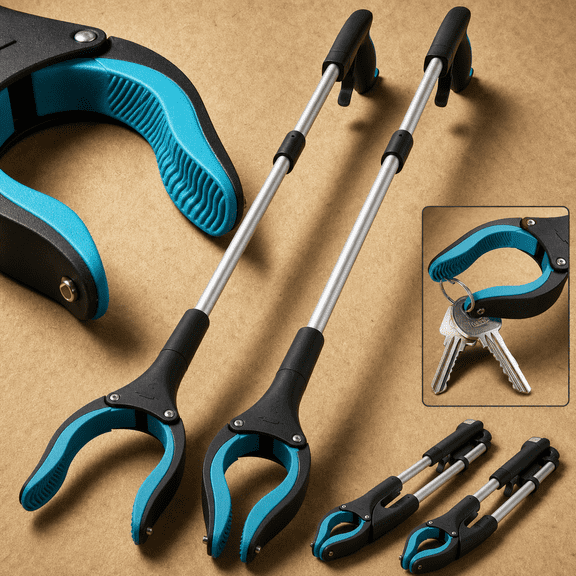 Light Blue 32" Folding Reaching Aid Grabber Tool 2-pack