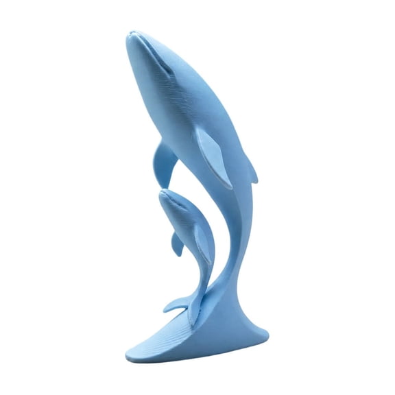 Light Blue 3D Printed Plastic Whale Figurine Statue For Desktop Shelf Or Nautical Home Decor Ornament Display Piece