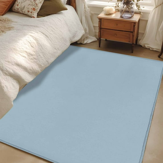 Light Blue 4x6 Area Rugs, Farmhouse Solid Blue Color Modern Art Non-Skid Rubber Backing Large Rectangle Rugs - Living Room Bedroom Home Office, Indoor Floor Mat Carpets Washable Rug