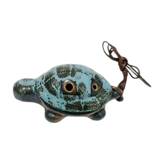 Light Blue 6 Hole Ceramic Ocarina Musical Instrument For Kids Beginners Turtle Shape White Porcelain Wind Flute For Music Learning And Play 1Pc Weight 0.22 Pounds