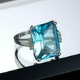 thumbnail image 1 of Light Blue 925 Silver White Topaz CZ Band Women's Wedding Jewelry Ring Size 6-12, 1 of 4