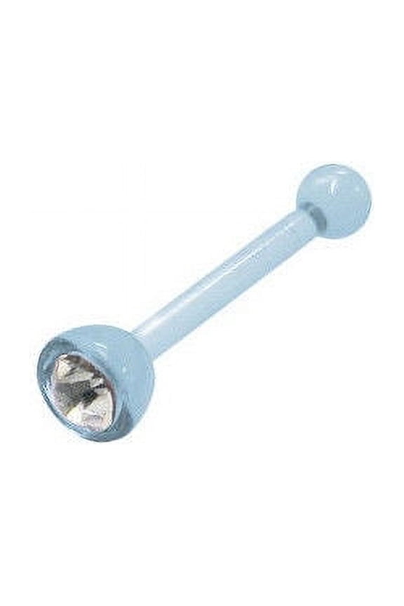Light Blue Acrylic Nose Bone with Clear Cz Gem