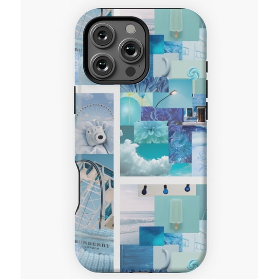 Light Blue Aesthetic Photo Collage - Durable Phone N6974 Phone Case for iPhone 17 16 15 14 13 12 11 Pro Max
