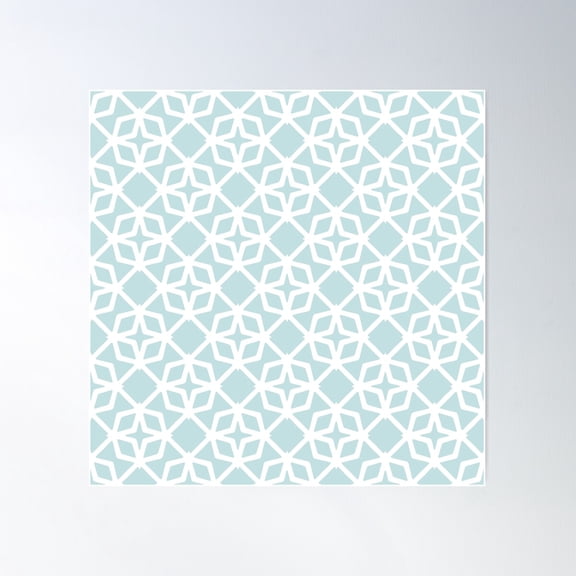 Light Blue And White Diamond Star Geometric Tile Poster Wall Art, Modern Wall Decor For Living Room Bedroom, 30x30 UNFRAMED