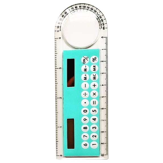 Light Blue Angle Measuring Ruler with Calculator, 13x5cm Multi Function Protractor for Geometry