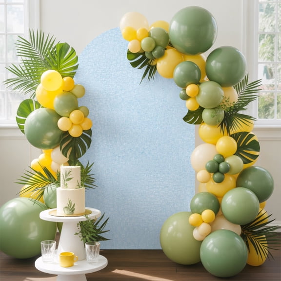Light Blue Arch Backdrop Cover, 5FT, Natural Solid Color Organic Mottling Texture Spandex Arch Covers Double-Sided Backdrop for Wedding Birthday Party Photo Background Decoration