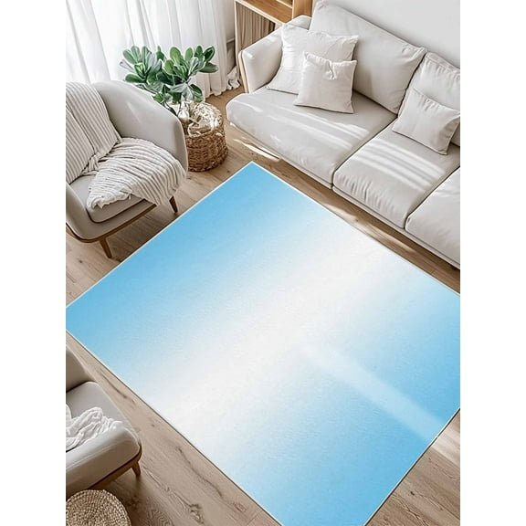 Light Blue Area Rug for Bedroom 3x5 Ft and White Gradient Super Soft fuzzy Throw Rug Non-Slip Fluffy Plush Indoor Floor Carpet for Living Room Nursery Home Decor