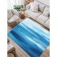thumbnail image 1 of Light Blue Area Rug for Bedroom 4x6 Ft Ocean Wave Abstract Gradient Blue Sea Scenery Super Soft fuzzy Throw Rug Non-Slip Fluffy Plush Indoor Floor Carpet for Living Room Nursery Home Decor, 1 of 8