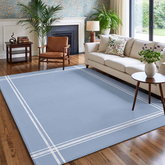 Light Blue Area Rug for Bedroom Living Room Rug 5x7ft, Soft Sponge Cushioned Non-Slip Washable Rugs, Solid Color Rectangle Rugs for Dining Room Office Nursery Home