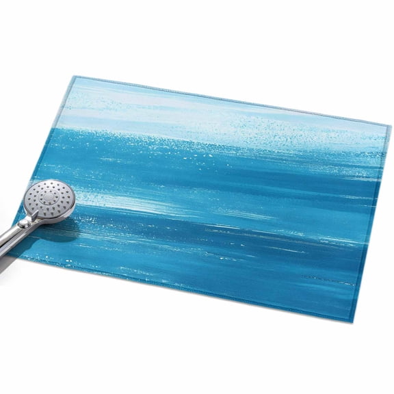 Light Blue Area Rugs 2x3ft Gradient Abstract Waves Tranquility Sea Surface Floor Rug Non Slip Low Pile Ultra Soft Throw Carpet for Entryway Indoor Entrance Kitchen Bathroom