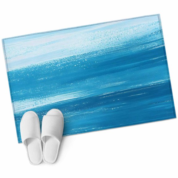 Light Blue Area Rug 2x3ft Gradient Abstract Waves Tranquility Sea Surface Non-Slip Washable Square Rugs Soft Felt Indoor Floor Mat for Bedroom Kitchen Living Room Bathroom