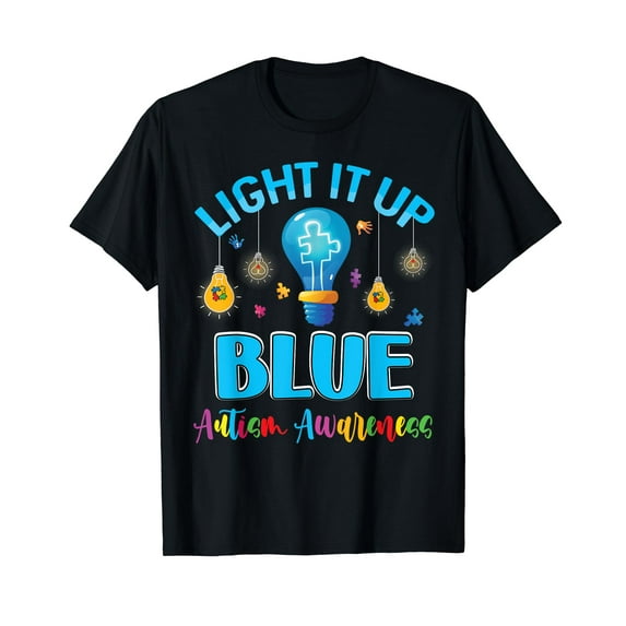 Light Blue Autism Awareness Mens Womens Boys Girls Kids T-Shirt