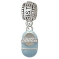 thumbnail image 1 of Light Blue Baby Shoe with Crystal Strap - Sister Charm Bead, 1 of 1