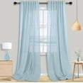 thumbnail image 1 of Light Blue Back Tab Linen Textured Curtains 120 Inch Length for Living Room Bedroom, 10FT Tall Extra Long Sky Baby Blue Semi Sheer Window Drapes for Patio High Ceiling Balcony Backdrop, Set 2 Panels, 1 of 18