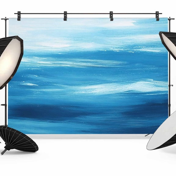 Light Blue Backdrop for Photography, Ocean Wave Abstract Gradient Blue Sea Scenery Photo Backdrop Portrait Background Party Banner Photo Backgrounds for Studio Booth Props, 7x5ft