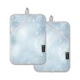 thumbnail image 1 of Light Blue Background with Snowflakes Square Insulation Pads 2 Piece Heat Resistant 338 Degrees F Oven Mitts for Kitchen Table BBQ Microwave and Other Cooking Occasions, 1 of 7