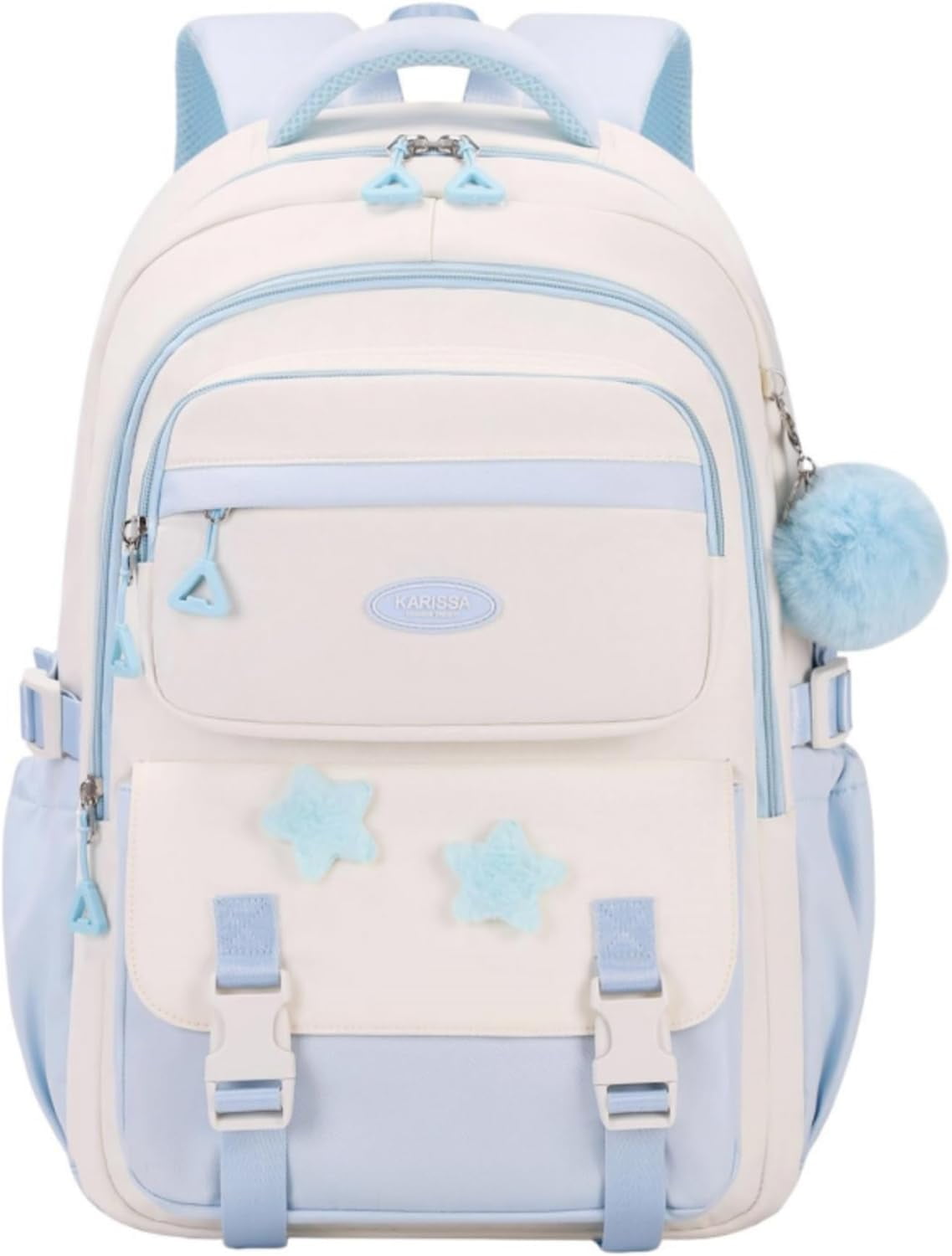 Light Blue Backpack, Bags Bookbag Backpack for student with Star Pins ...