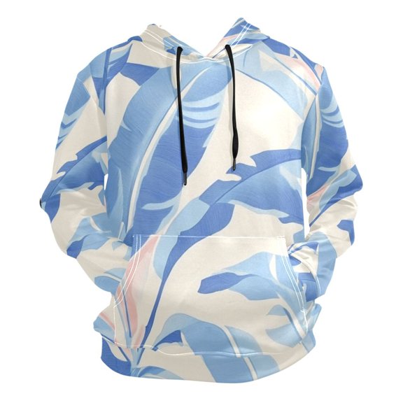 Light Blue Banana Leaf Men’s Hoodies Sweatshirt Fleece Jackets Long Sleeve Sweatshirts