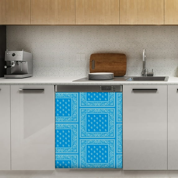 Light Blue Bandana Dishwasher Magnet Cover Decorative Sticker for Home Cabinet Kitchen 23" x26"