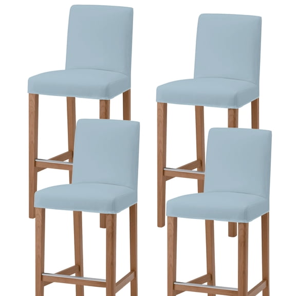 Light Blue Bar Stool Cover Set of 4, Farmhouse Solid Blue Color Modern Art Stretch Bar Chair Cover, Removable Washable Pub Counter Stool Chair Slipcover for Kitchen Dining Room Pub Cafe